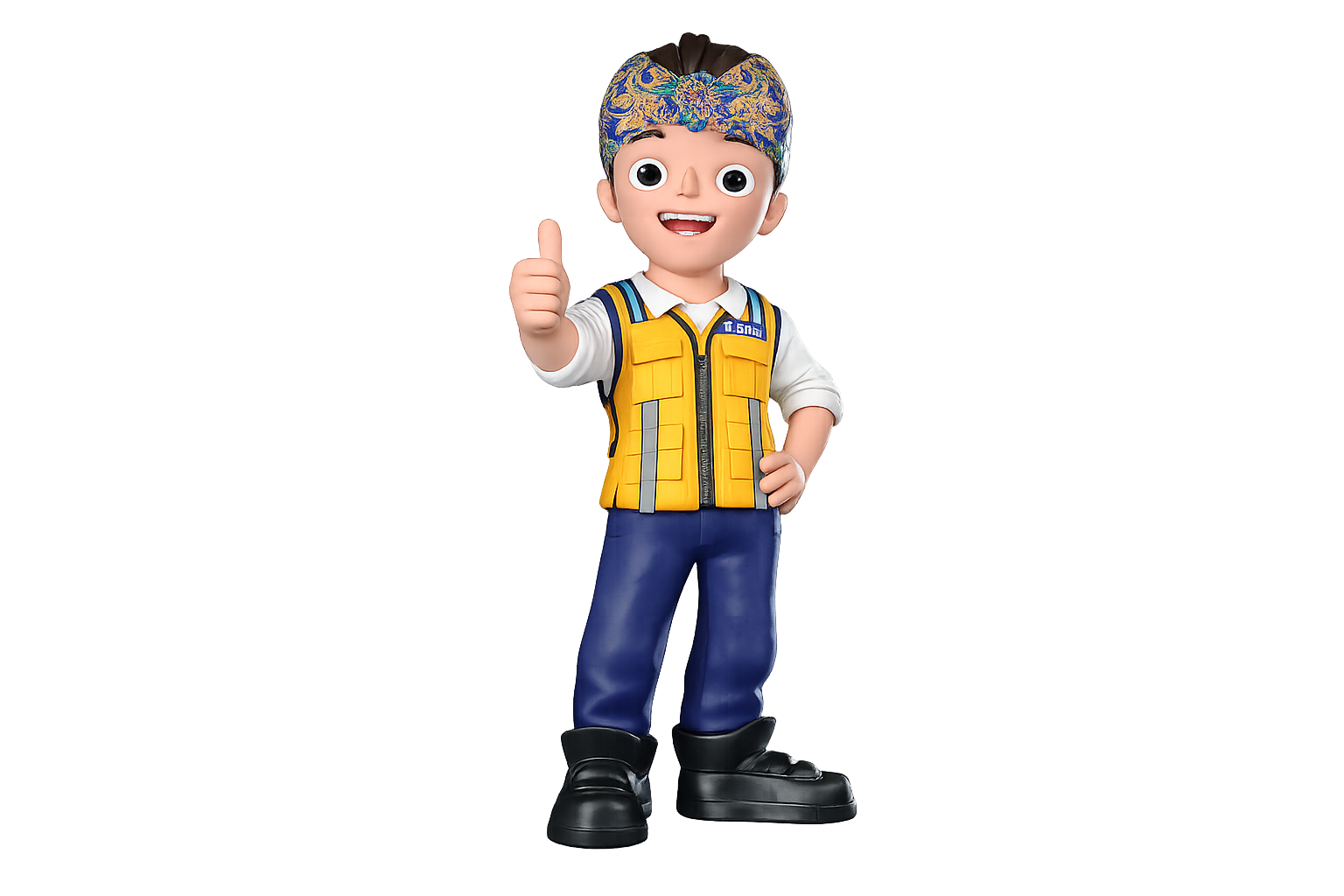 Maskot Mang HADE menunjuk nomor antrian